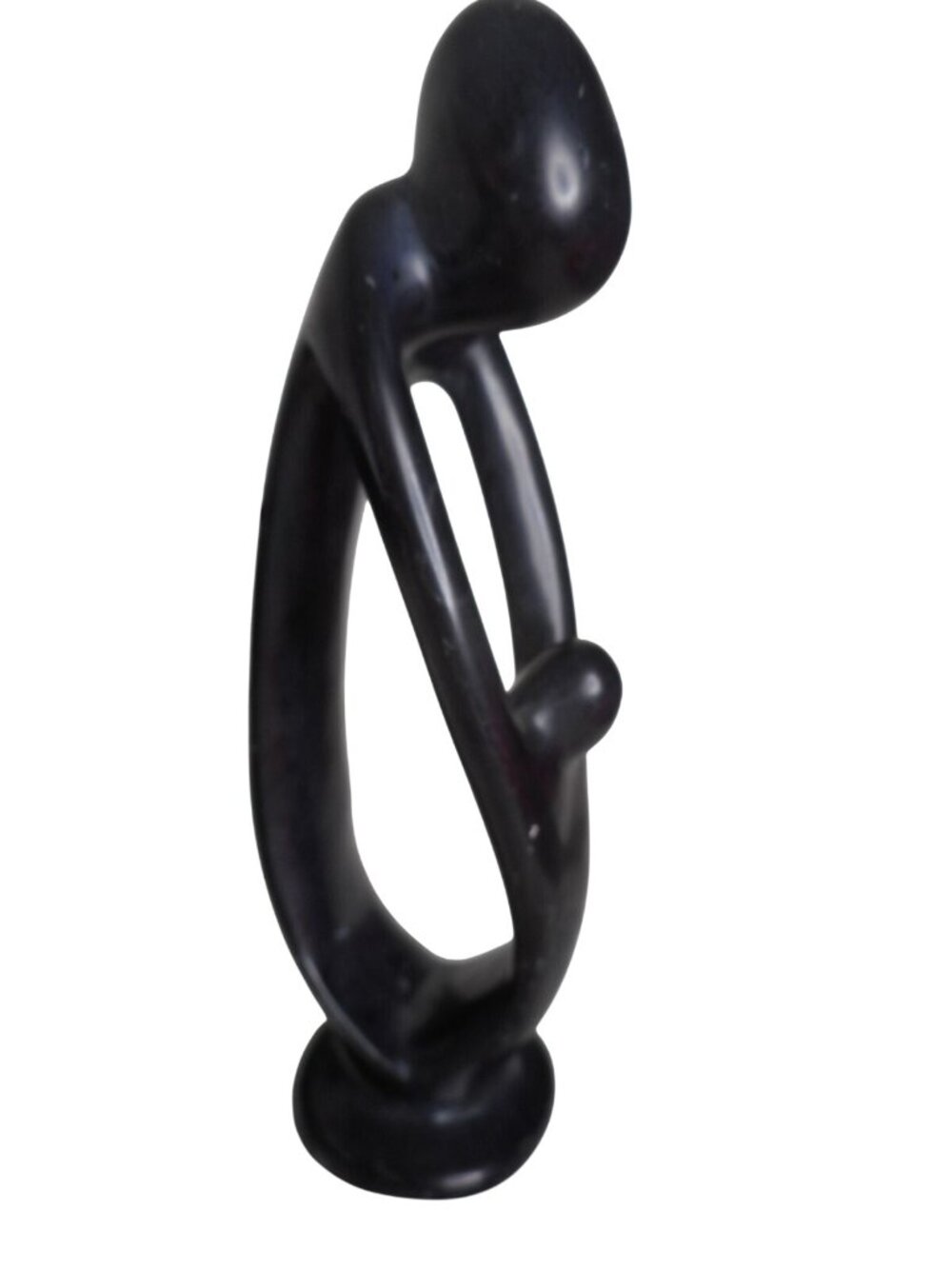 Vintage Besmo Kenyan hand-carved black soapstone mother and child figure Estate - Picture 2 of 5